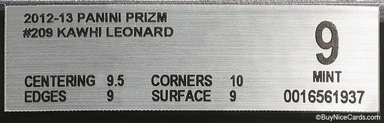 2012-13 Kawhi Leonard Panini Prizm Base RC Rookie #209 BGS 9 - .5 from BGS 9.5
