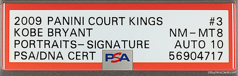 2009 Kobe Bryant Panini Court Kings Portraits Signature SP Auto /49 PSA 8 / 10