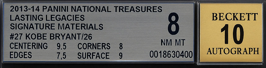 2013-14 Kobe Bryant Panini National Treasures Lasting Legacies Auto /25 #27 BGS 8.5