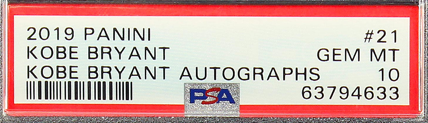2019 Kobe Bryant Panini Contenders 2/26/2001 on Card Auto #21 PSA 10 Gem Mint Pop 2