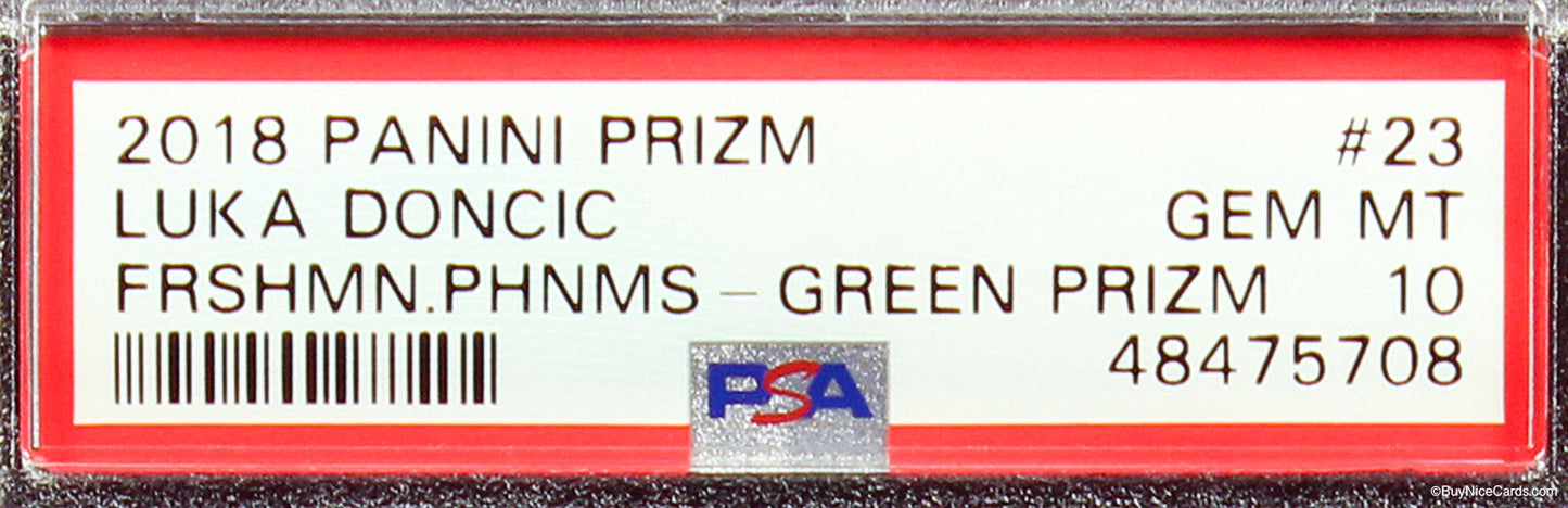 2018 Luka Doncic Panini Prizm Freshman Phenoms Green Prizms RC Rookie #23 PSA 10 Gem Mint
