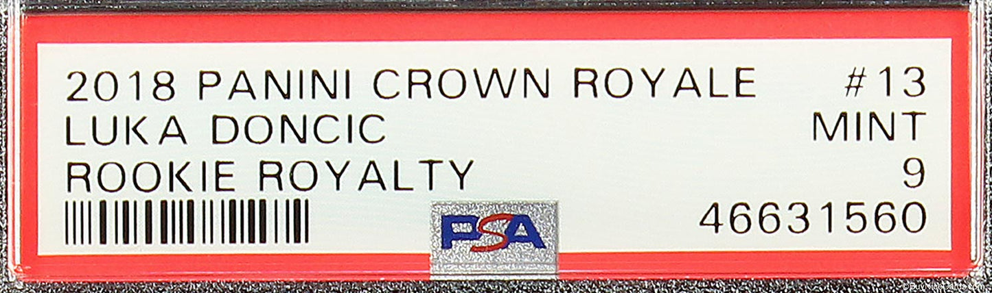 2018 Luka Doncic Panini Crown Royale RC Rookie Royalty #13 PSA 9 Mint