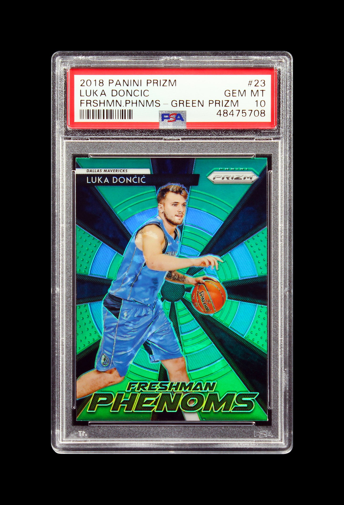 2018 Luka Doncic Panini Prizm Freshman Phenoms Green Prizms RC Rookie #23 PSA 10 Gem Mint