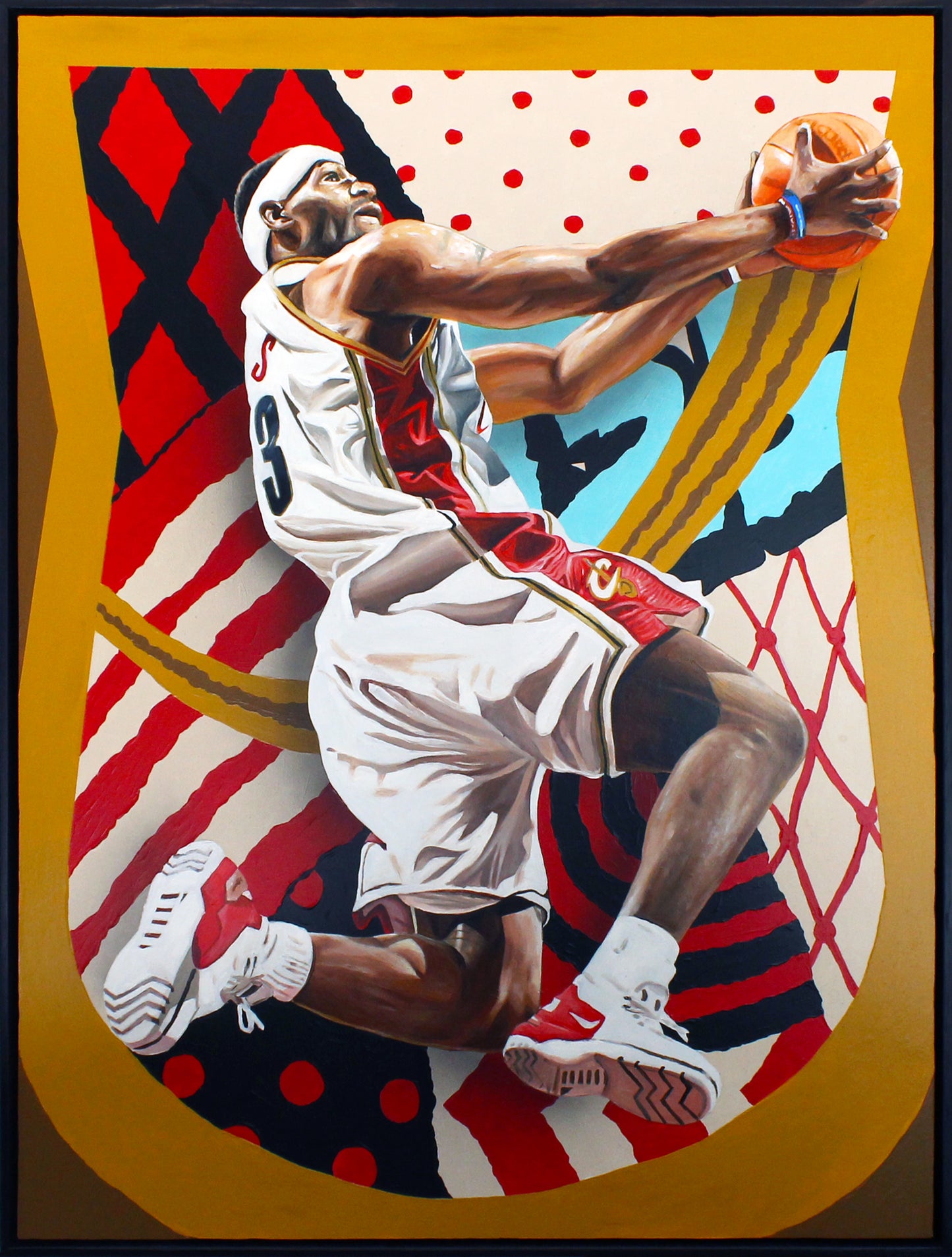 Bron Chrome Gold, 2025 by Kevin 'Ohnoes' Gold - Acrylic on Wood Panel in Tasmanian Wood Frame