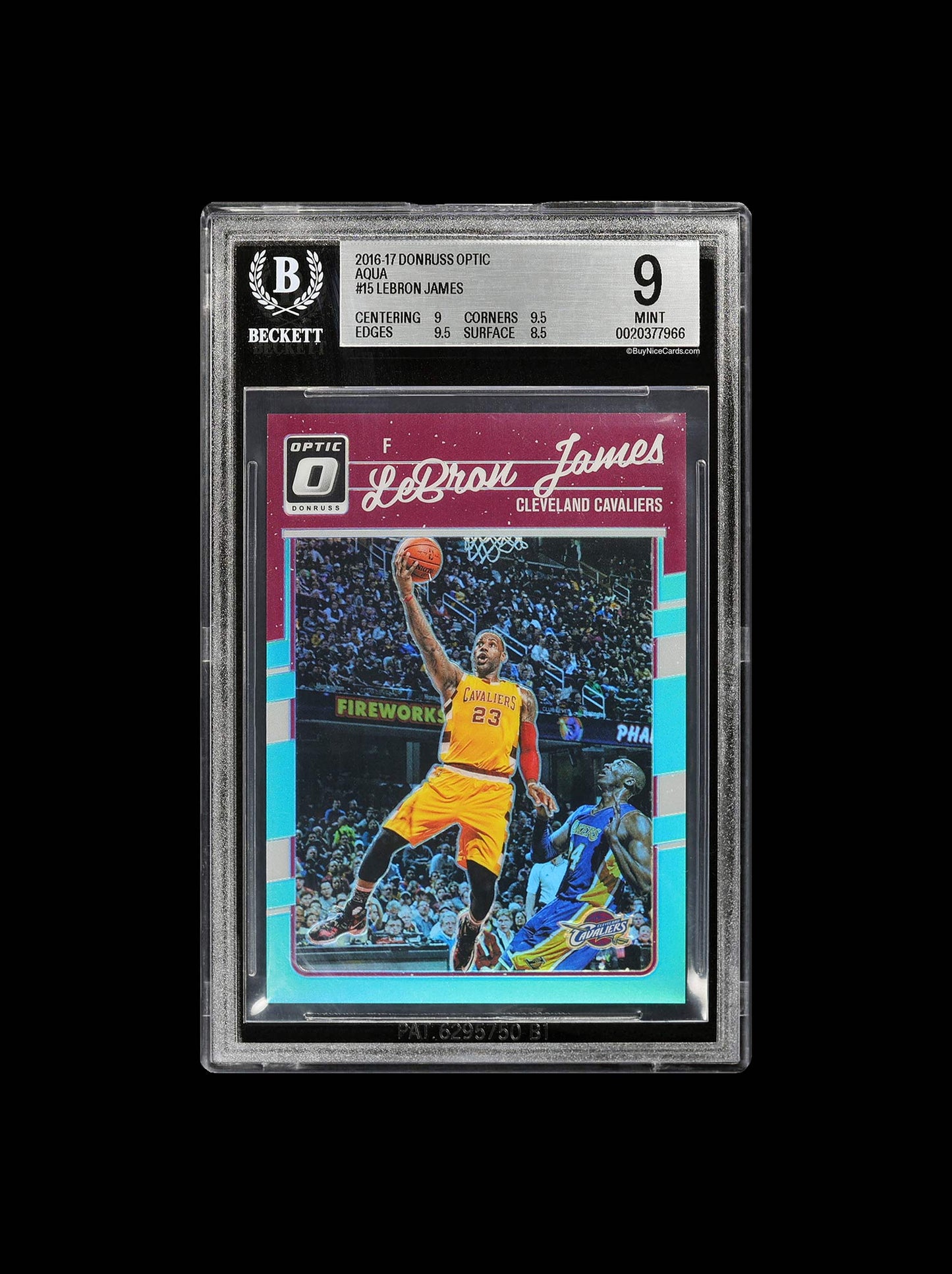 2016-17 Lebron James Donruss Optic Prizms Aqua SP /25 #15 BGS 9 Mint