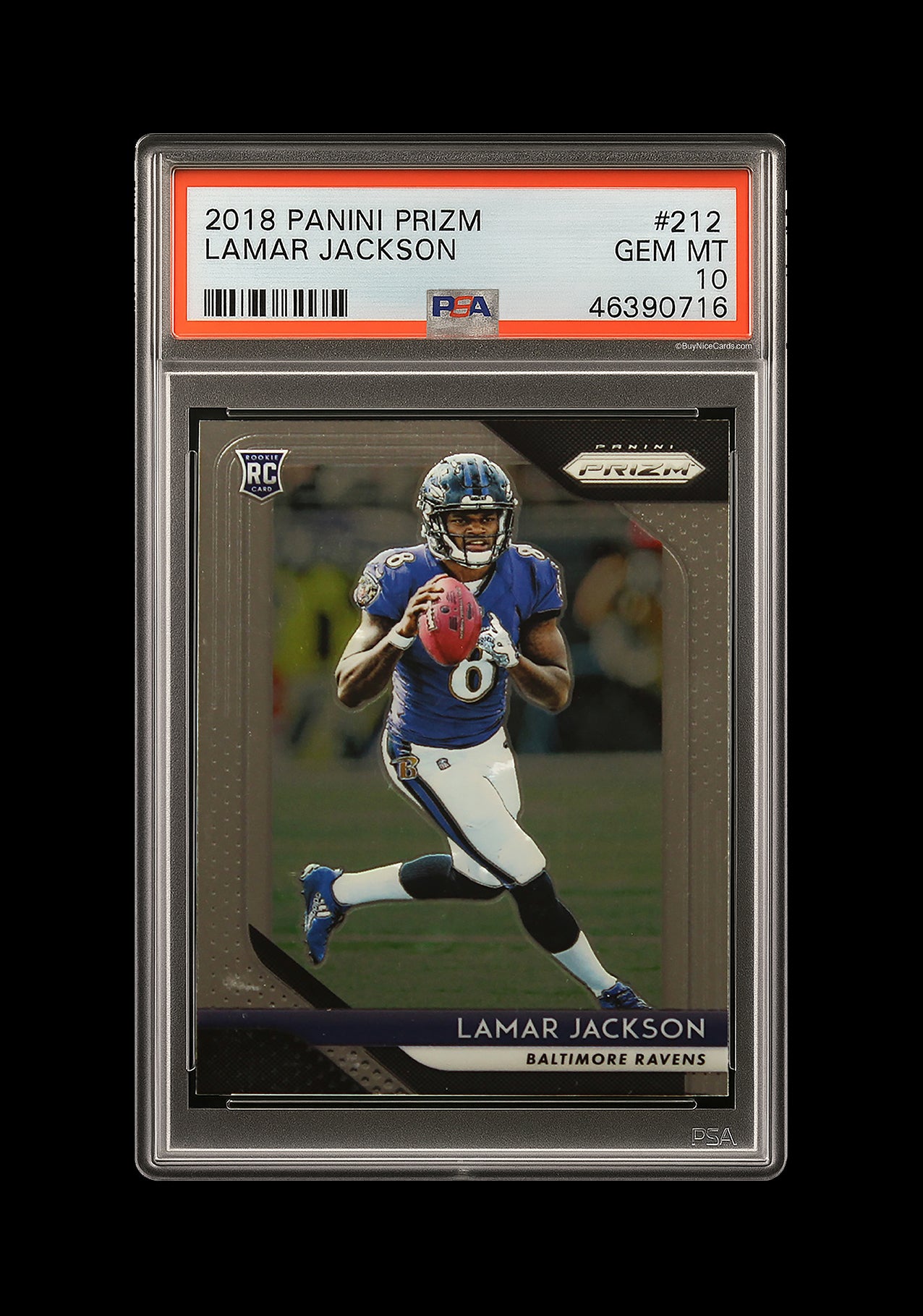 2018 Lamar Jackson Panini Prizm Base RC Rookie # 212 PSA 10 Gem Mint