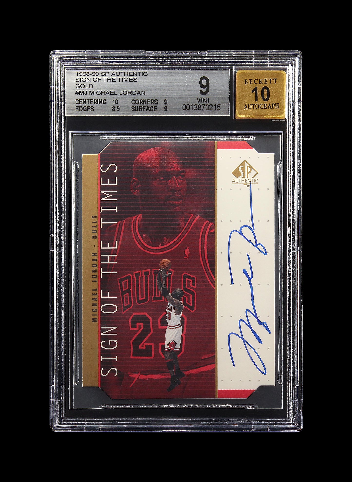 198-99 Michael Jordan Upper Deck Sign of the Times SOTT Gold SP Auto #MJ BGS 9
