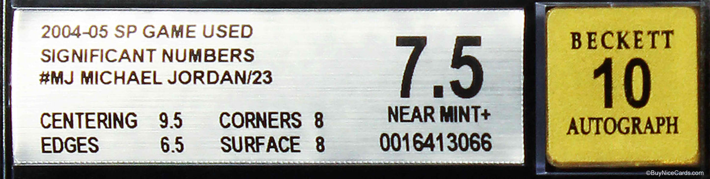 2004-05 Michael Jordan UD SP Game Used SIGnificant Numbers Patch Auto MJ BGS 7.5