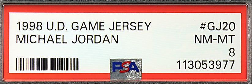 1998 Michael Jordan Upper Deck Game Jersey Game Worn Patch SP # GJ2- PSA 8