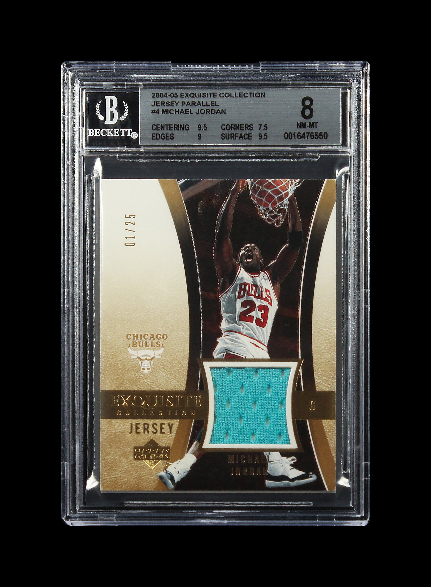 2004-05 Michael Jordan UD Exquisite Jersey Parallel All Star Patch /25 #4 BGS 8