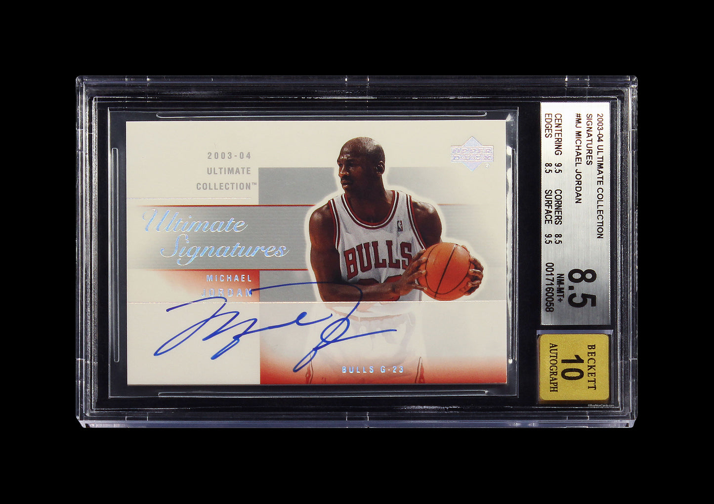2003 Michael Jordan Upper Deck Ultimate Collection on Card SP Auto #MJ BGS 8.5 / 10 - Very Strong Auto