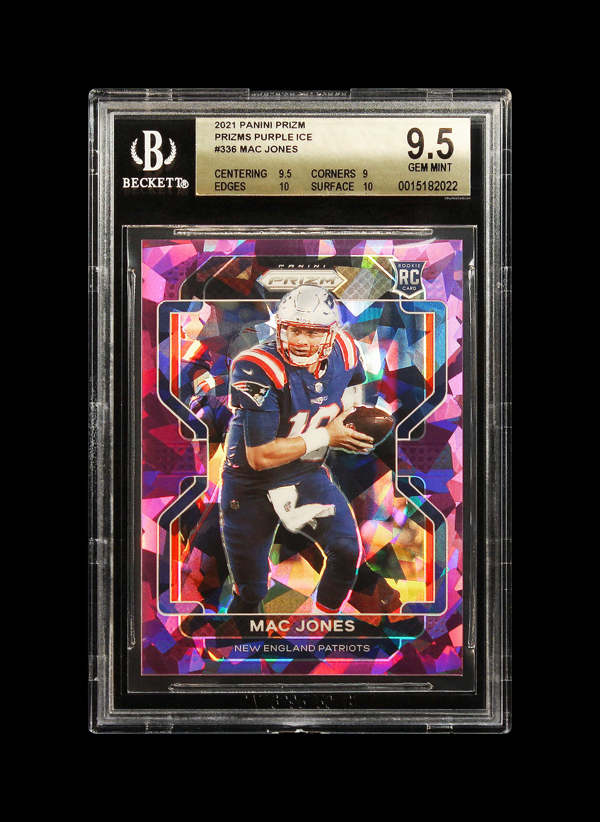 2021 Mac Jones Panini Prizm Purple Ice SP RC Rookie /225 BGS 9.5 Gem Mint