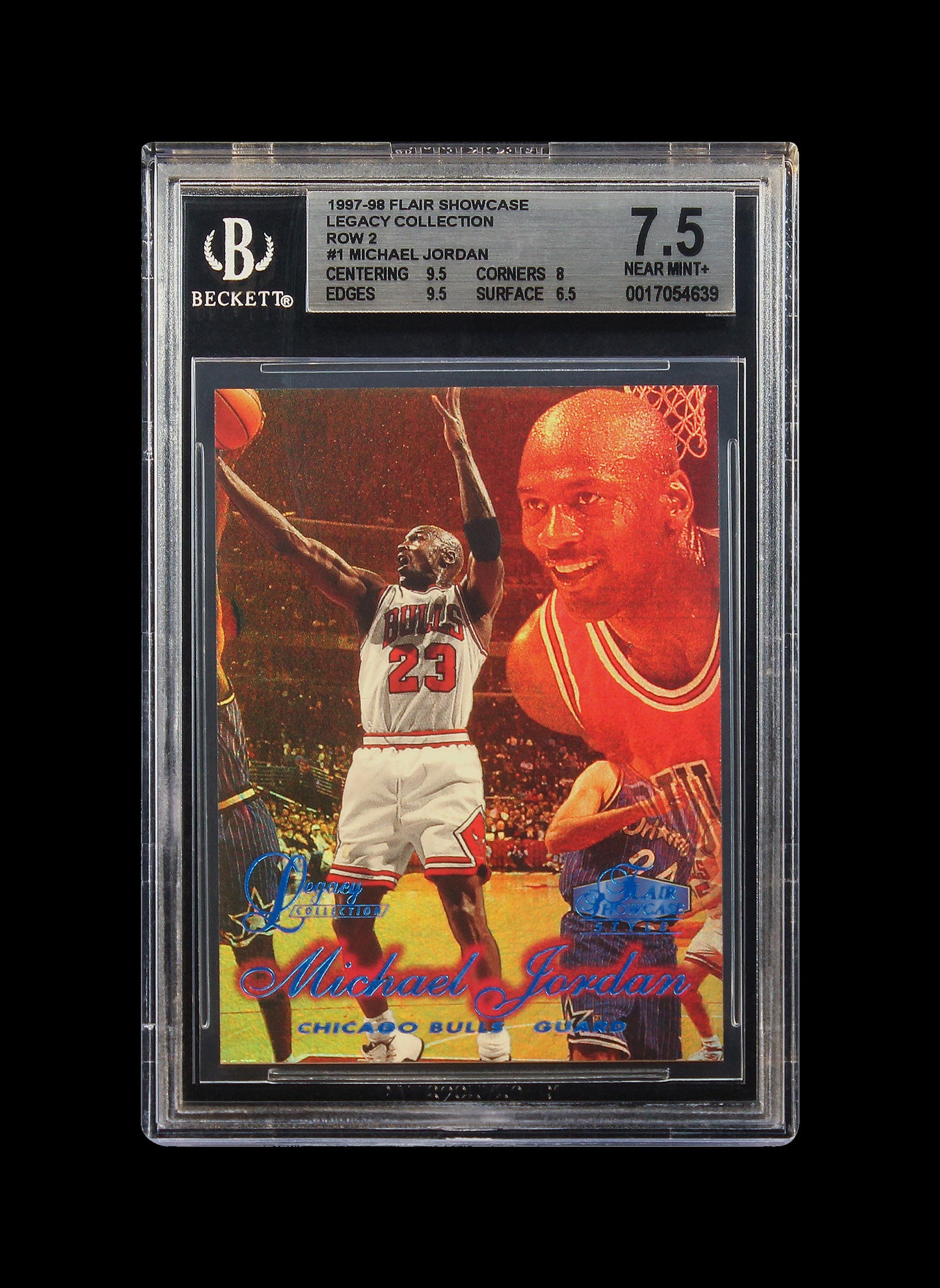 1997-98 Michael Jordan Fleer Flair Showcase Legacy Collection Row 2 /100 BGS 7.5