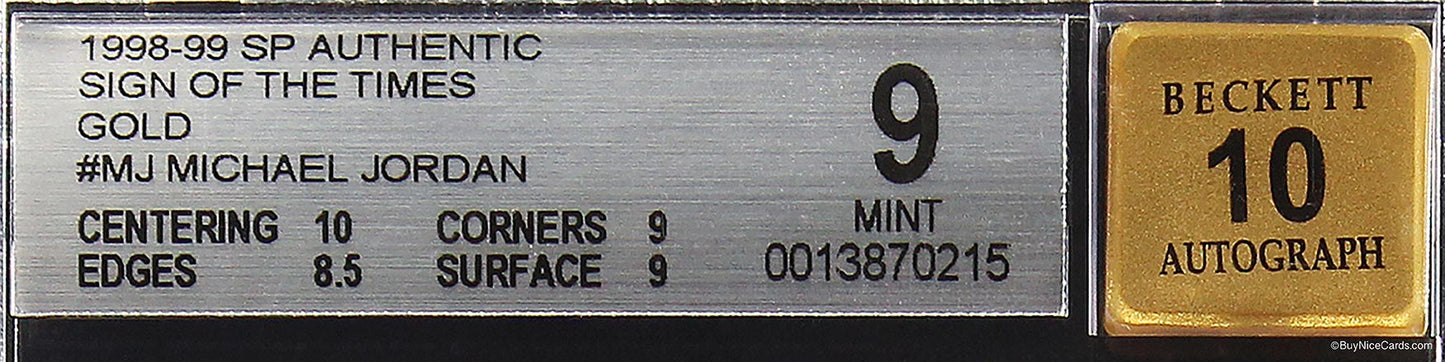 198-99 Michael Jordan Upper Deck Sign of the Times SOTT Gold SP Auto #MJ BGS 9