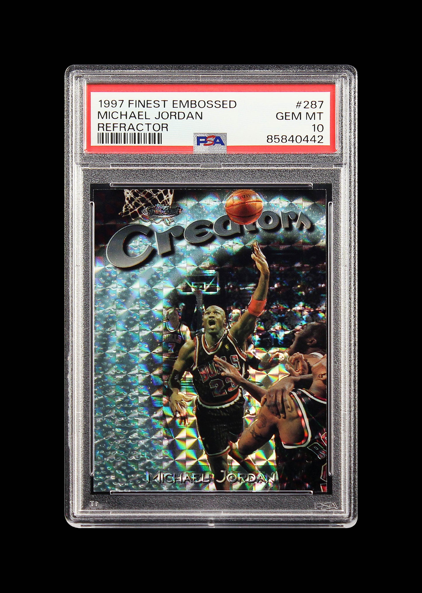 1997 Michael Jordan Topps Finest Embossed Refractor /263 #287 PSA 10 Gem Mint