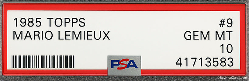 1985 Mario Lemieux Topps RC Rookie #9 PSA 10 Gem Mint Very Nice Eye Appeal