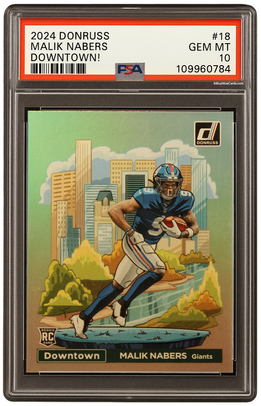 2024 Malik Nabers Paini Donruss Optic Downtown! RC Rookie # 18 PSA 10 Gem Mint