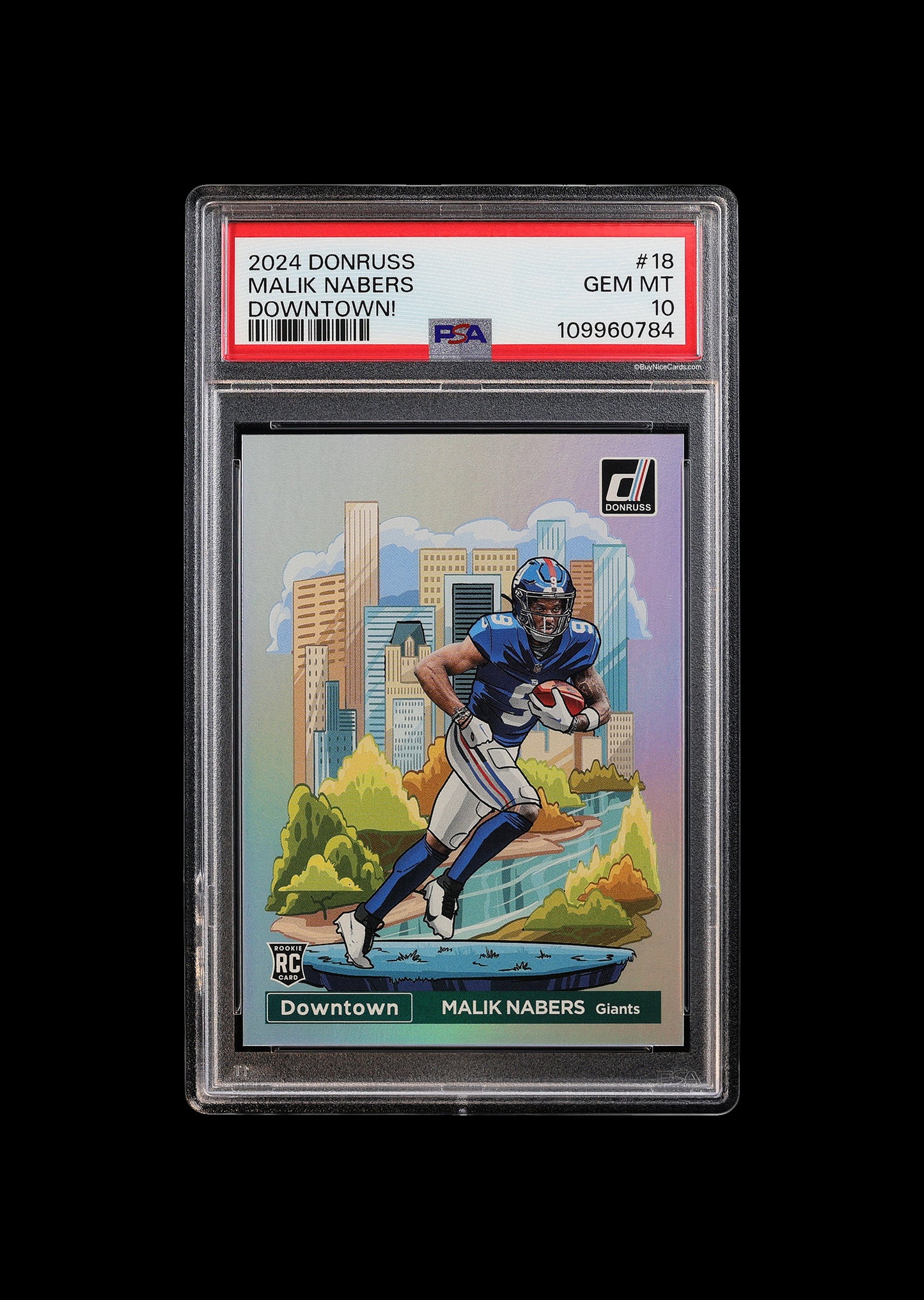 2024 Malik Nabers Paini Donruss Optic Downtown! RC Rookie # 18 PSA 10 Gem Mint