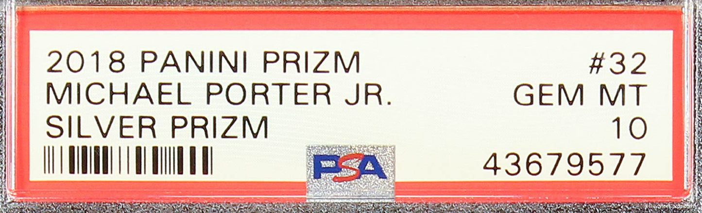 2018 Michael Porter Jr. Panini Prizm Silver Prizms RC Rookie #32 PSA 10 Gem Mint
