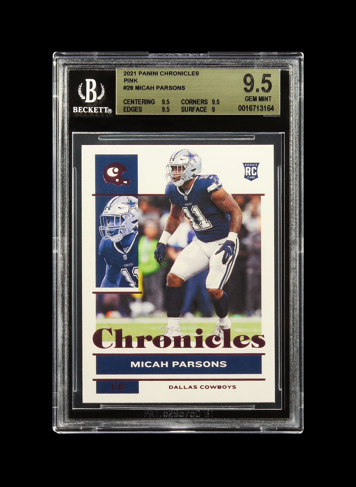 2021 Micah Parsons Panini Chronicles Pink RC Rookie #28 BGS 9.5 Gem Mint