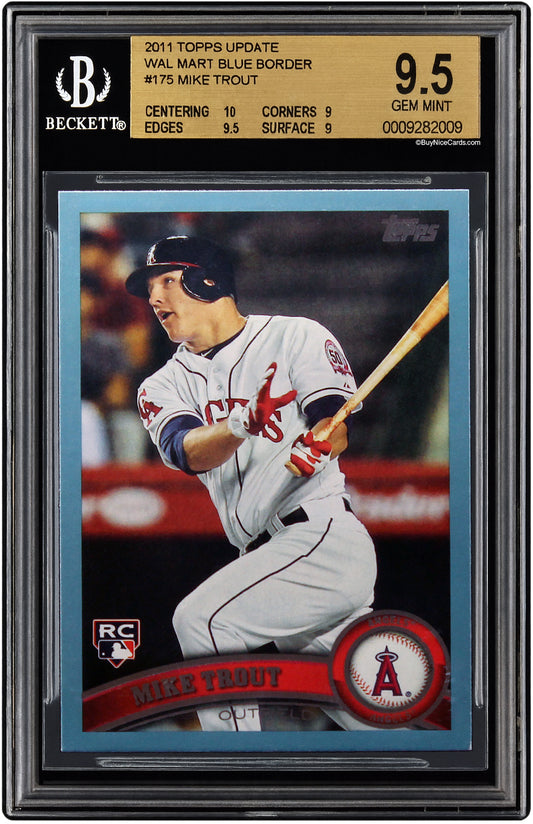 2011 Mike Trout Topps Update Wal Mart Blue Border SP RC Rookie #175 BGS 9.5. Gem Mint