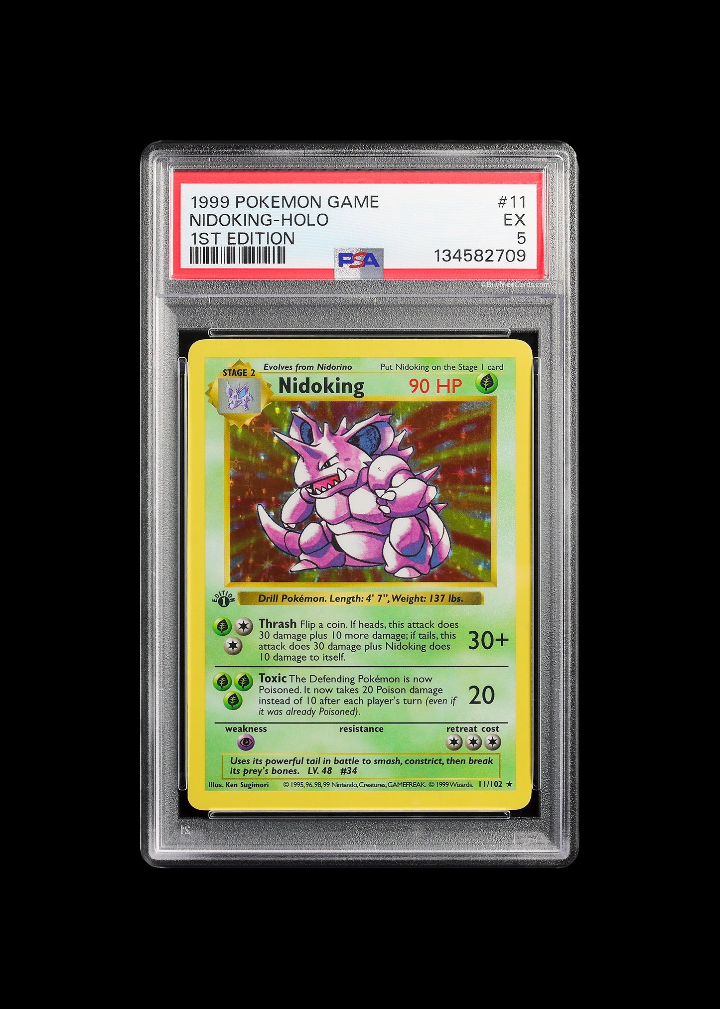1999 Nidoking Pokemon Game 1st Edition Holo #11 PSA 5