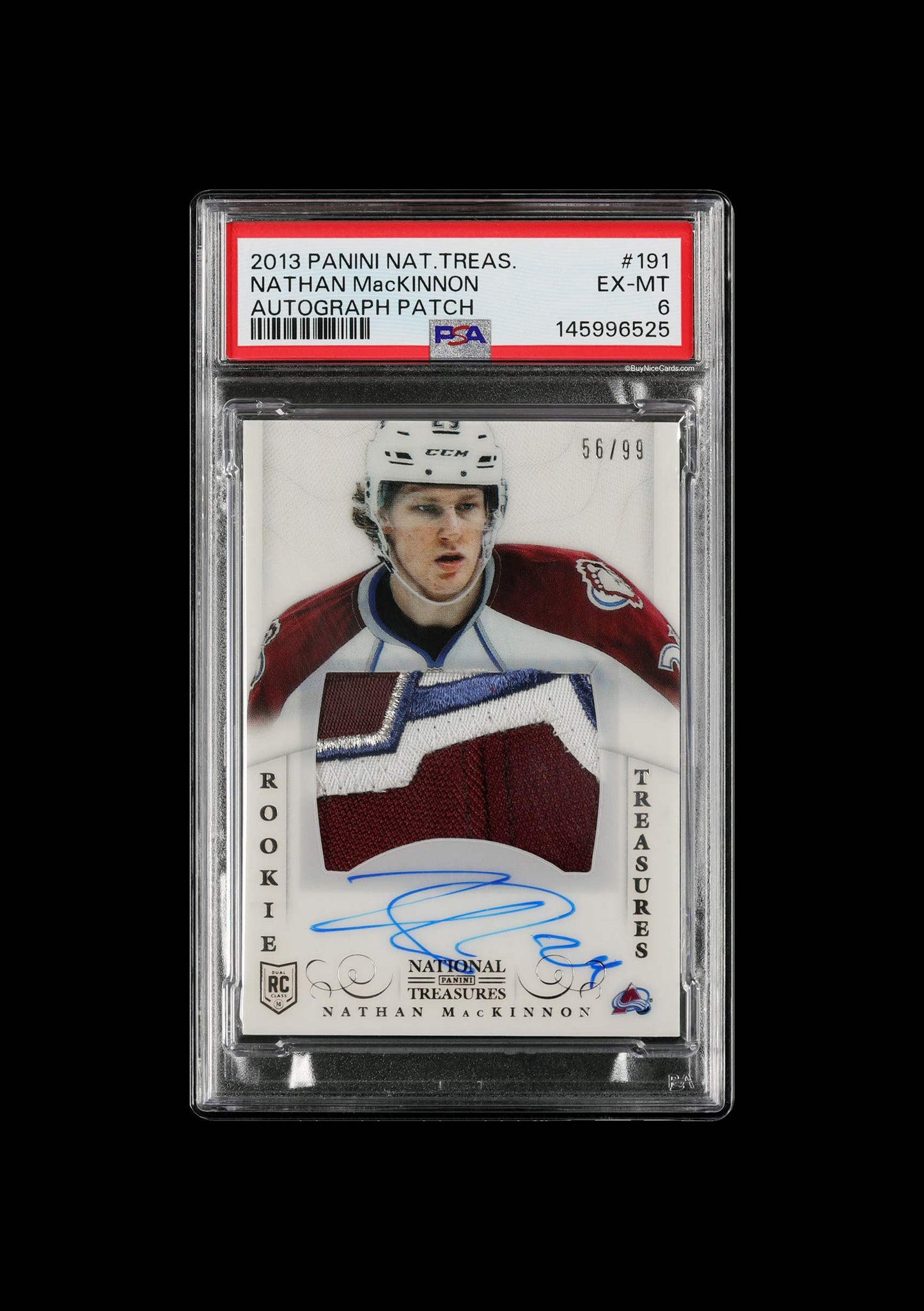 2013 Nathan Mackinnon Panini National Treasures RC Rookie Patch Auto /99 #191 PSA 6