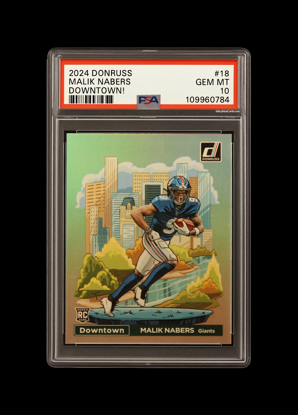 2024 Malik Nabers Paini Donruss Optic Downtown! RC Rookie # 18 PSA 10 Gem Mint