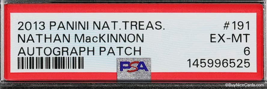 2013 Nathan Mackinnon Panini National Treasures RC Rookie Patch Auto /99 #191 PSA 6