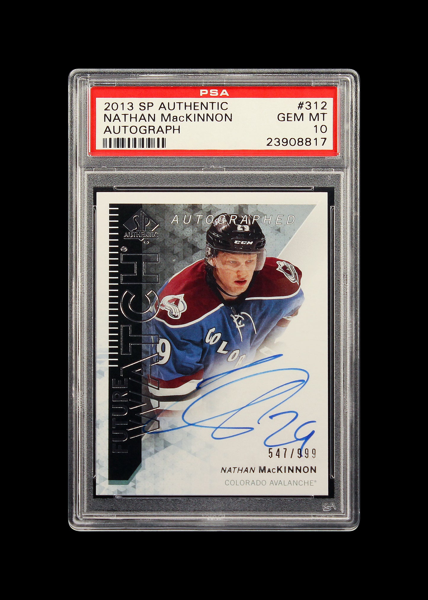 2013 Nathan Mackinnon Upper Deck SP Authentic Future Watch RC Rookie Auto /999 #312 PSA 10 Gem Mint