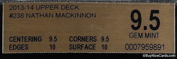 2013-14 Nathan Mackinnon Upper Deck Young Guns RC Rookie #238 BGS 9.5 - .5 From BGS 10