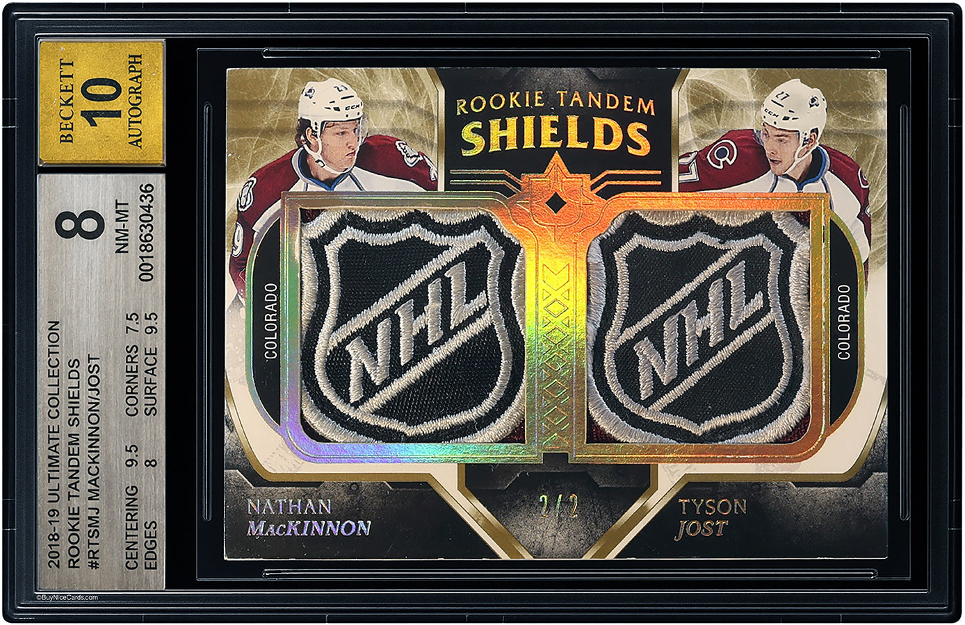 2018-19 Nathan Mackinnon Tyson Jost Ultimate Collection Dual Shield Patch /2