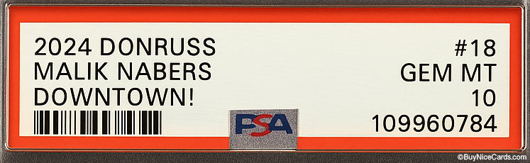 2024 Malik Nabers Paini Donruss Optic Downtown! RC Rookie # 18 PSA 10 Gem Mint