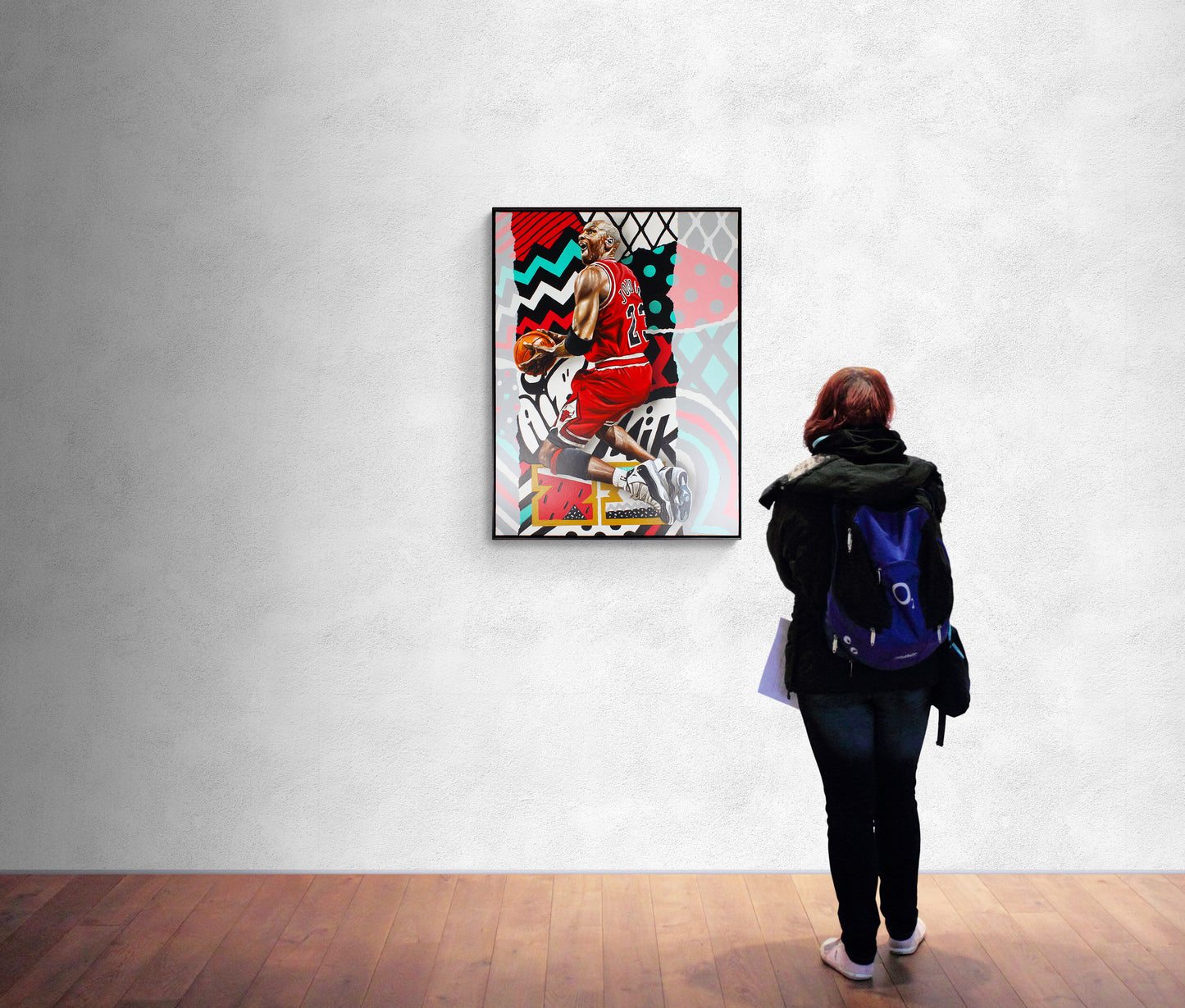 4.  MJ Exquisite, 2025 by Kevin 'Ohnoes' Gold - Acrylic on wood panel in Tasmanian wood frame