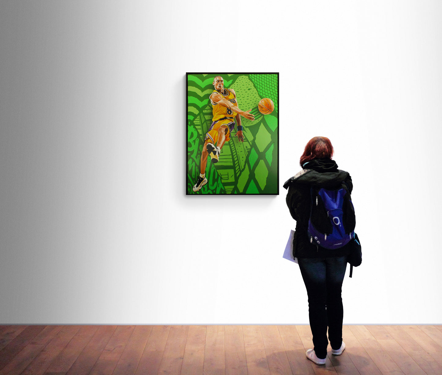 2.  Kobe PMG, 2025 by Kevin 'Ohnoes' Gold - Acrylic on wood panel in Tasmanian wood frame
