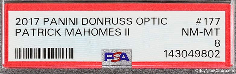 2017 Patrick Mahomes Panini Donruss Optic RC Rookie #177 PSa 8 NM-MT