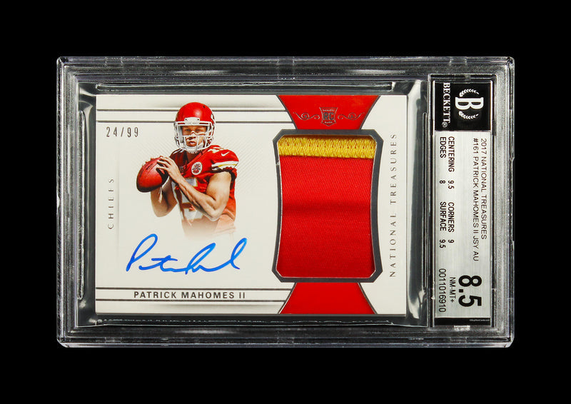 2017 Patrick Mahomes Panini National Treasures Rc Rookie Patch Auto /99 Bgs 8.5