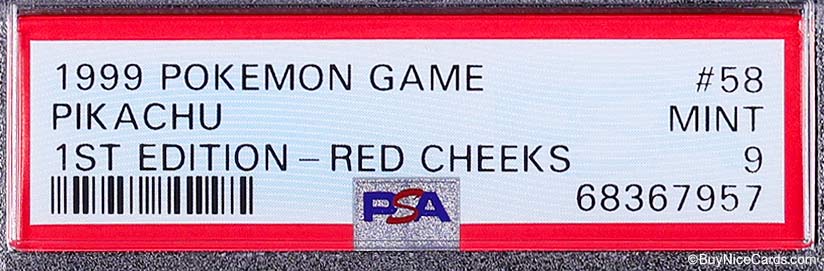 1999 Pikachu Red Cheeks 1st Edition #58 / 102 PSA 9 Mint