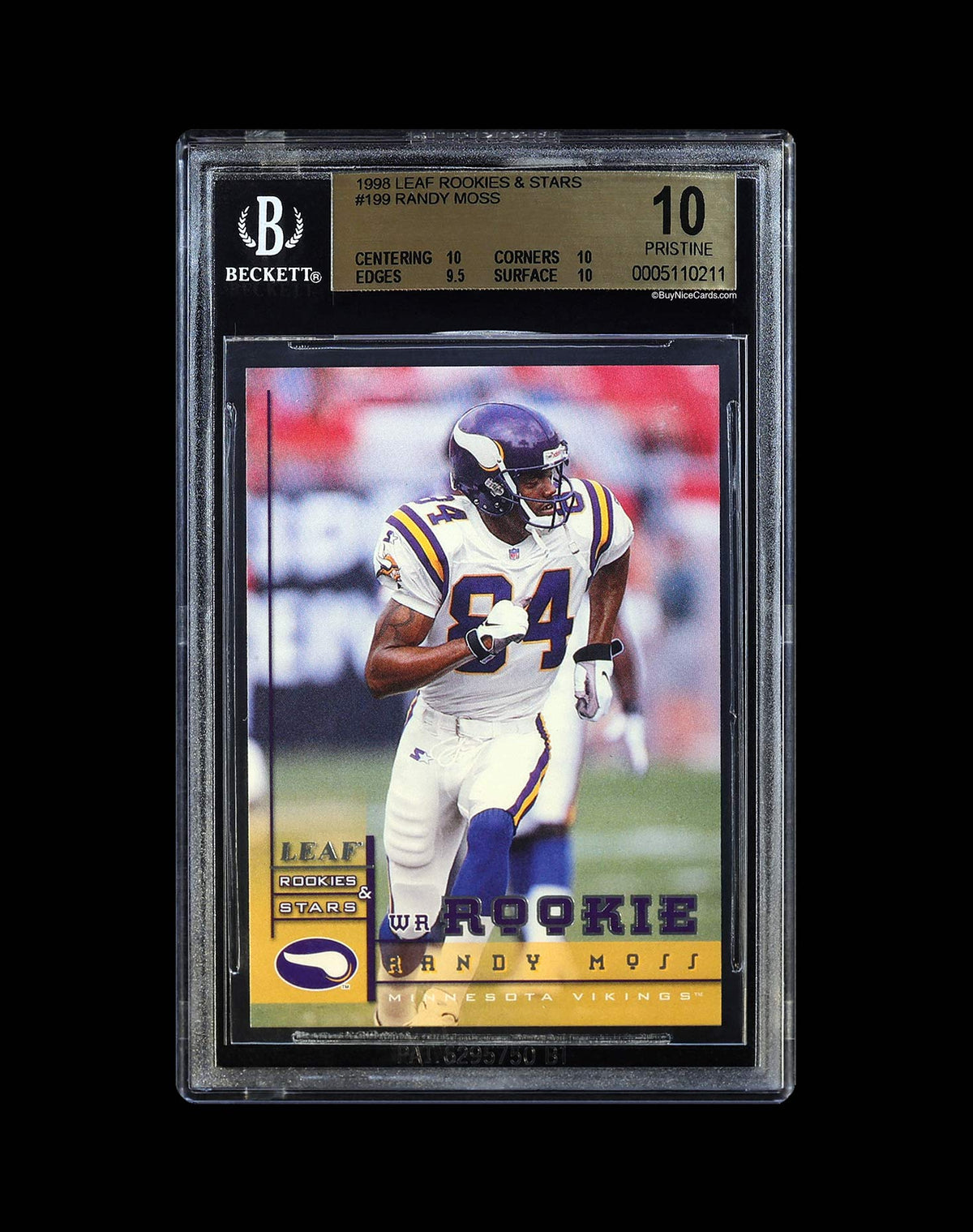 1998 Randy Moss Leaf Rookies & Stars RC Rookie #199 BGS 10 Pristine Pop 4