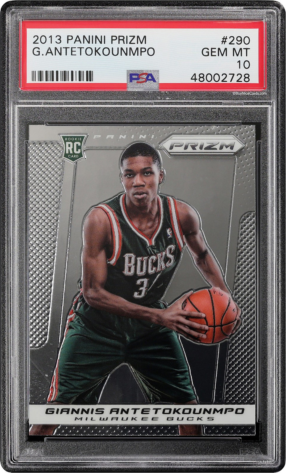 2013 Giannis Antetokounmpo Panini Prizm Base RC Rookie #290 PSA 10 Gem Mint