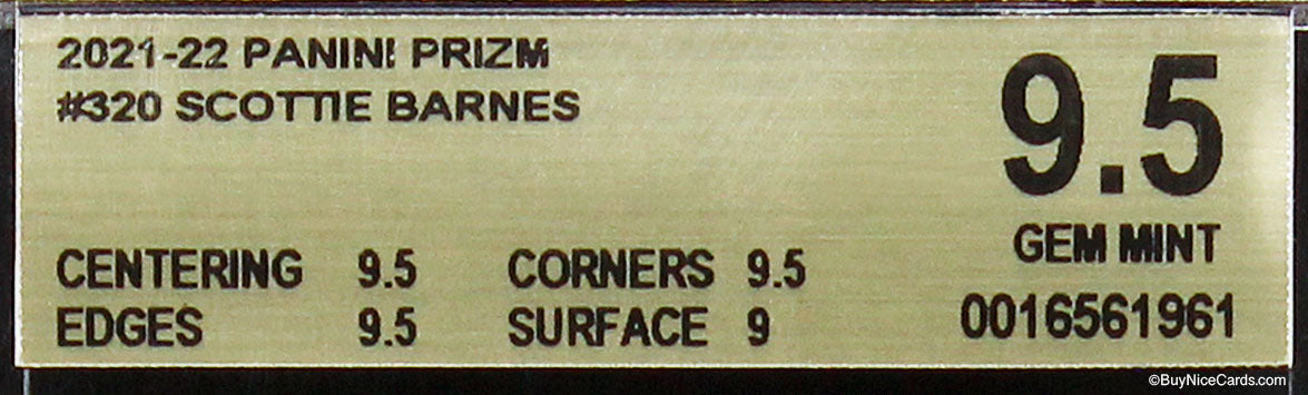2021-22 Scottie Barnes Panini Prizm Base RC Rookie #320 BGS 9.5 Gem Mint