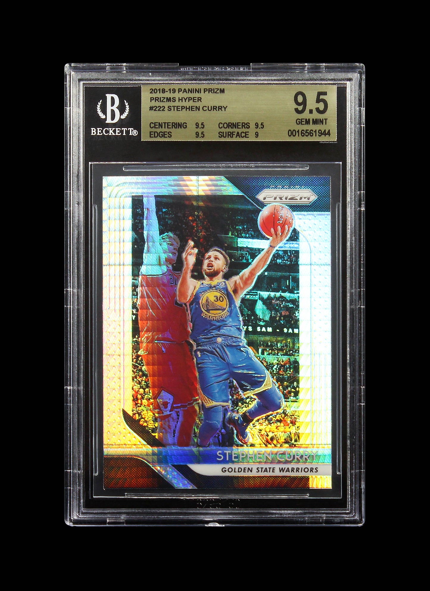 2018-19 Stephen Curry Panini Prizm Hyper Prizms Refractor SP #222 BGS 9.5 Gem Mint