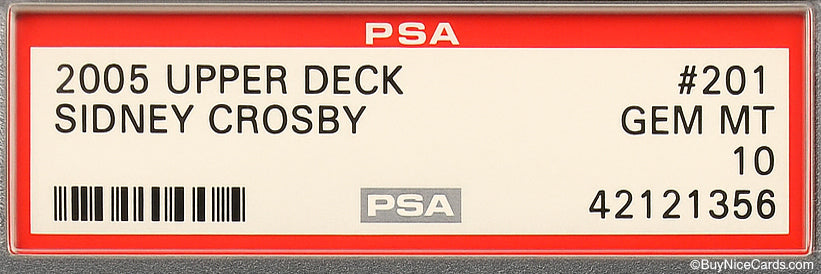 2005 Sidney Crosby Upper Deck Young Guns RC Rookie #201 PSA 10 Gem Mint