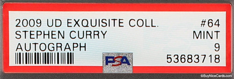 2009 Stephen Curry Upper Deck Exquisite RC Rookie Auto /225 # 64 PSa 9 Mint