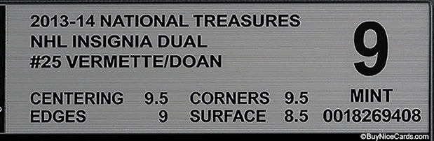 2013-14 Shane Doan - Antoine Vermette Panini National Treasures NHL Insignia 1/1 Dual Shield BGS 9