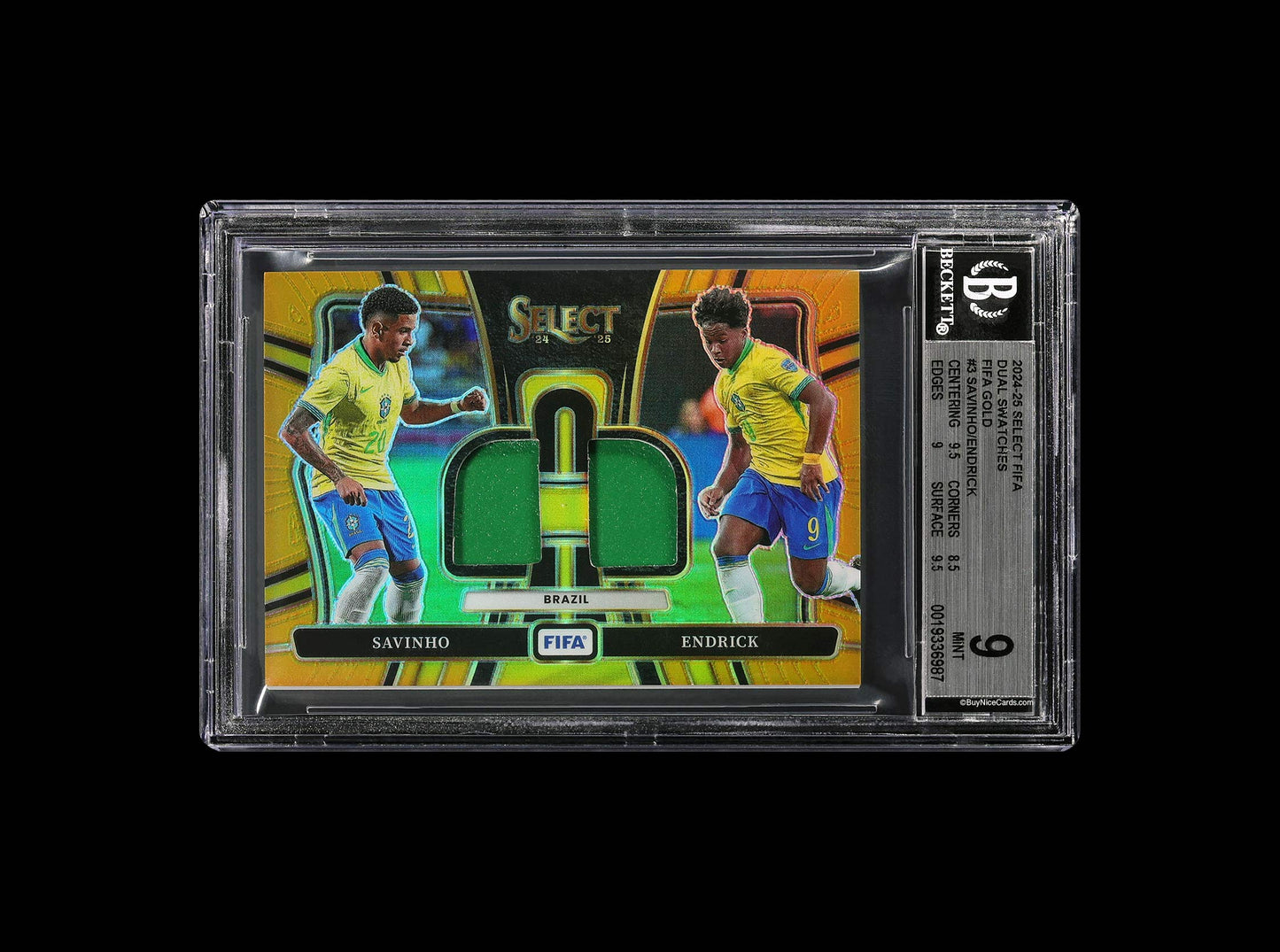 2024-25 Savinho Endrick Panini Select Fifa Dual Swatches Gold /10 BGS 9