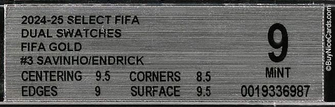 2024-25 Savinho Endrick Panini Select Fifa Dual Swatches Gold /10 BGS 9