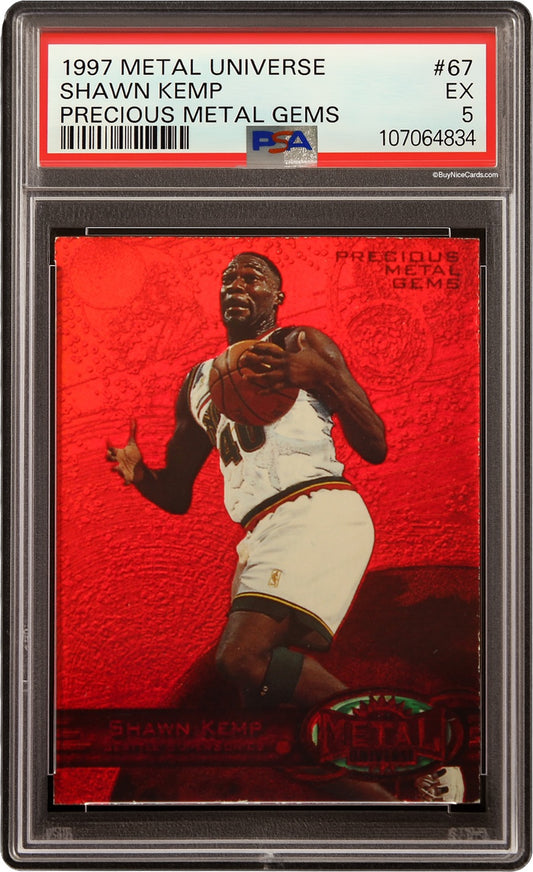 1997 Shawn Kemp Skybox Metal Universe Precious Metal Gems PMG Red /100 PSA 5