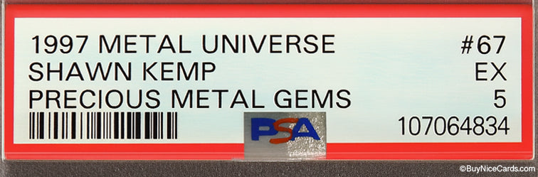 1997 Shawn Kemp Skybox Metal Universe Precious Metal Gems PMG Red /100 PSA 5