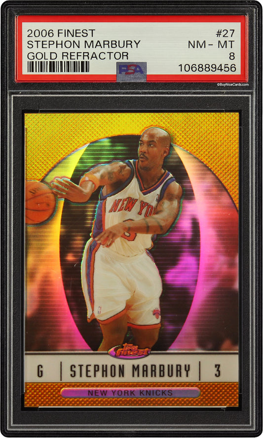 2006 Stephon Marbury Topps Finest Gold Refractor /50 # 27 PSA 8 NM-MT